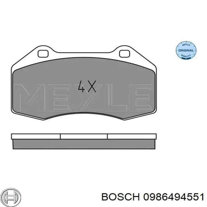 0 986 494 551 Bosch pastillas de freno delanteras