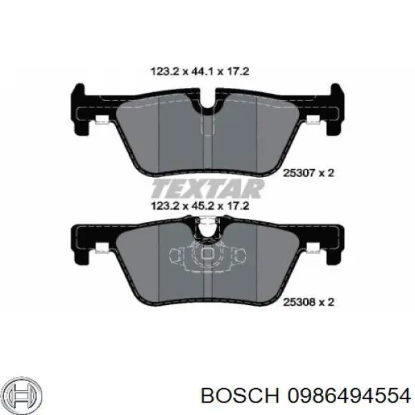 0986494554 Bosch pastillas de freno traseras