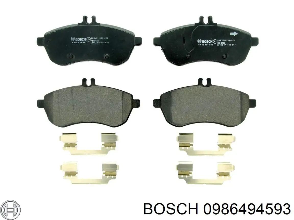 0 986 494 593 Bosch pastillas de freno delanteras