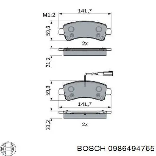 0986494765 Bosch pastillas de freno traseras