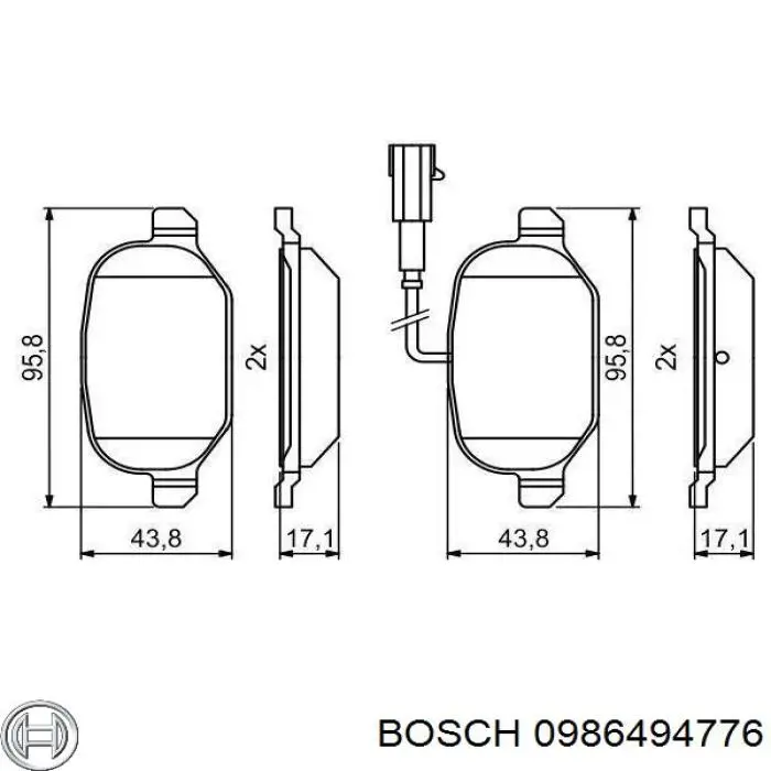 0986494776 Bosch pastillas de freno traseras