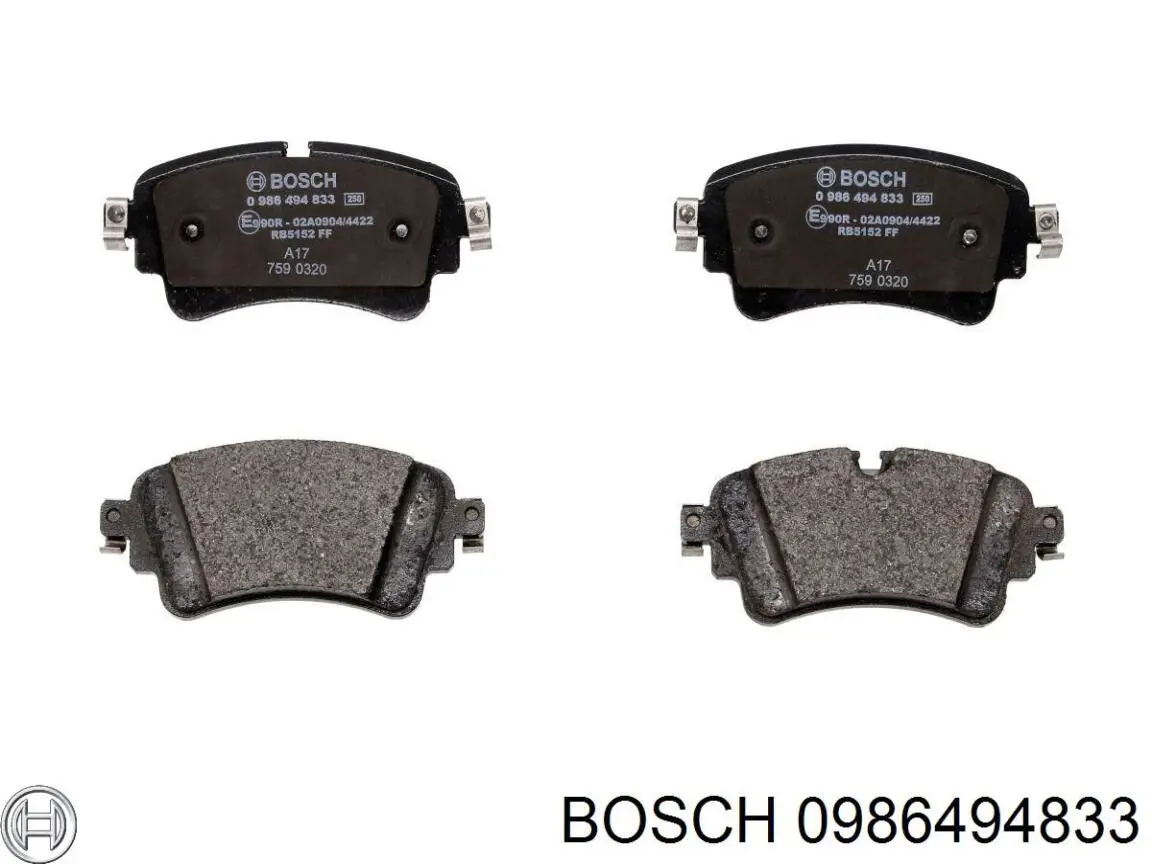 0986494833 Bosch pastillas de freno traseras