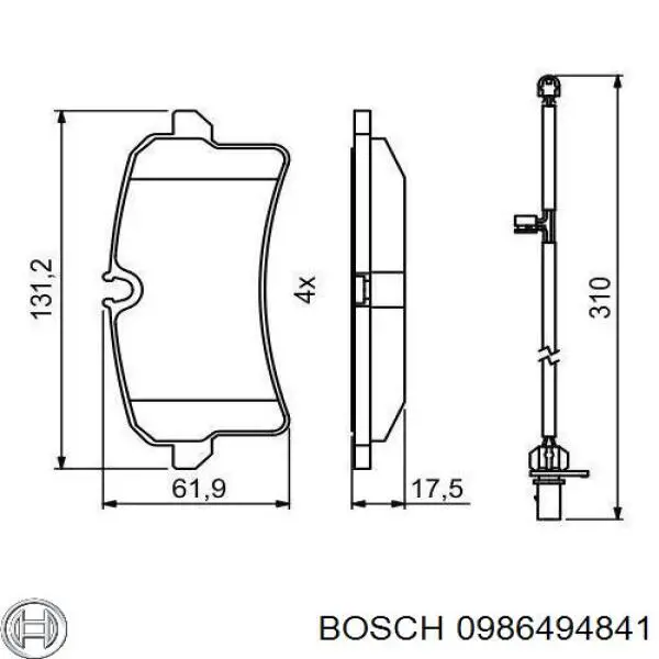 0986494841 Bosch pastillas de freno traseras