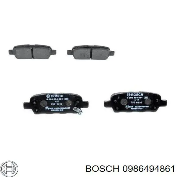 0986494861 Bosch pastillas de freno traseras