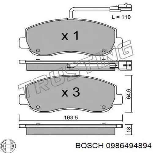 0986494894 Bosch pastillas de freno delanteras