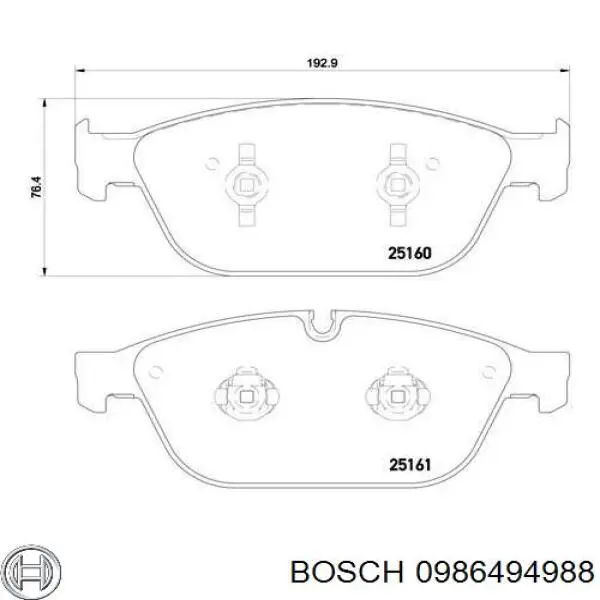 0986494988 Bosch pastillas de freno delanteras