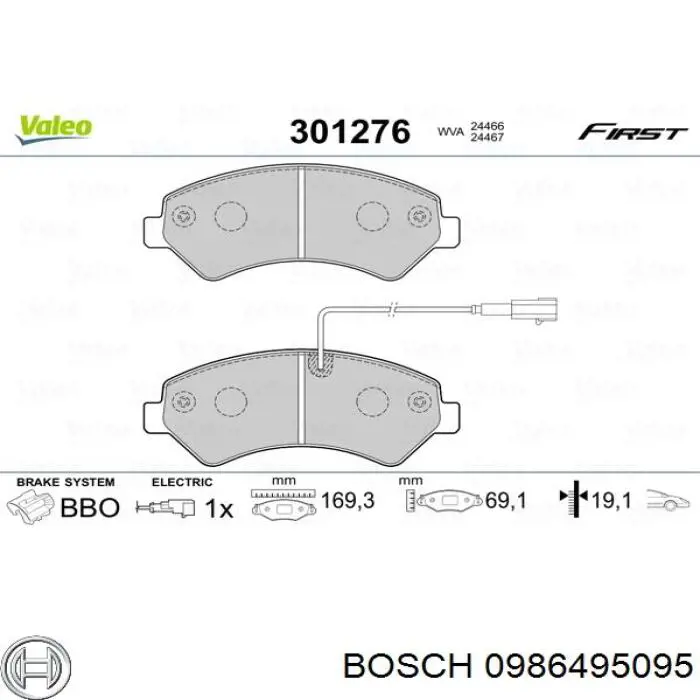 0986495095 Bosch pastillas de freno delanteras