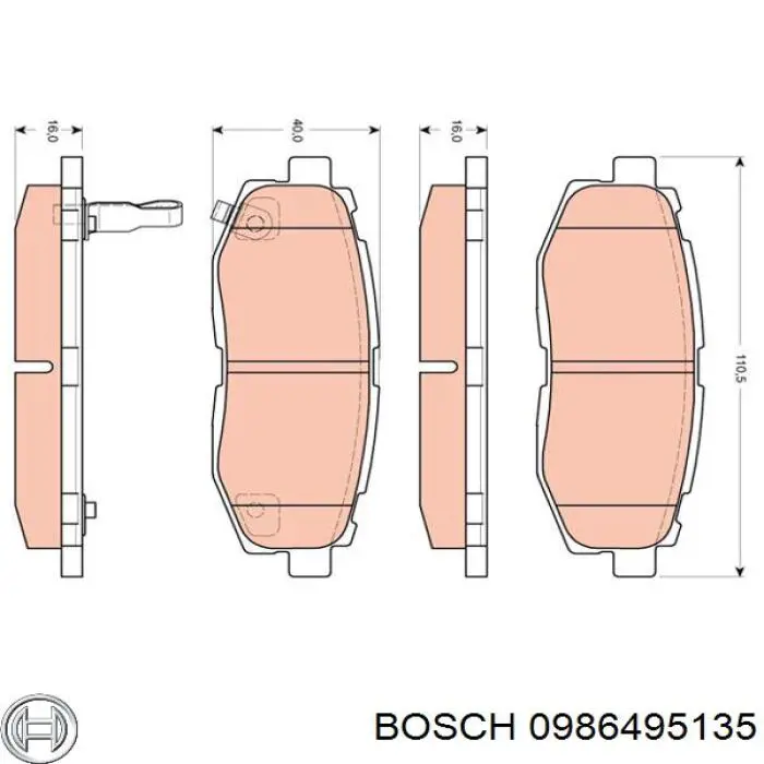 0986495135 Bosch pastillas de freno traseras