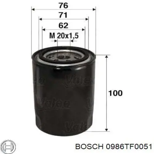 0 986 TF0 051 Bosch filtro de aceite