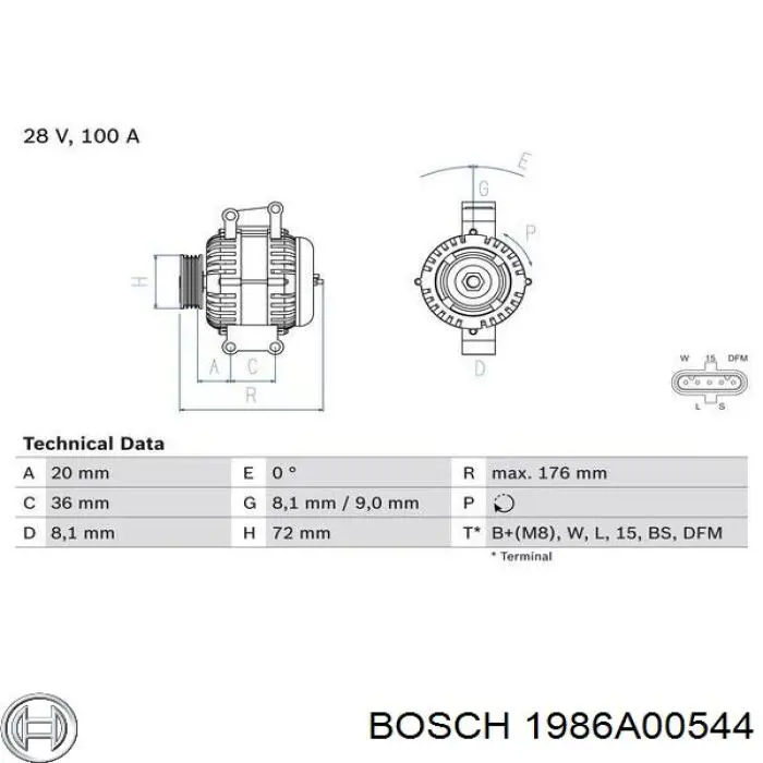 1986A00544 Bosch alternador