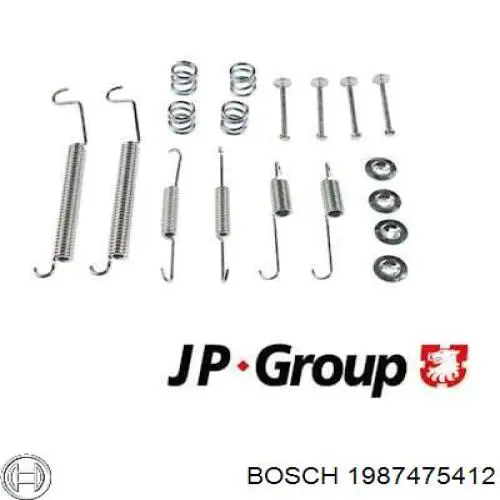 1987475412 Bosch kit de montaje, zapatas de freno traseras