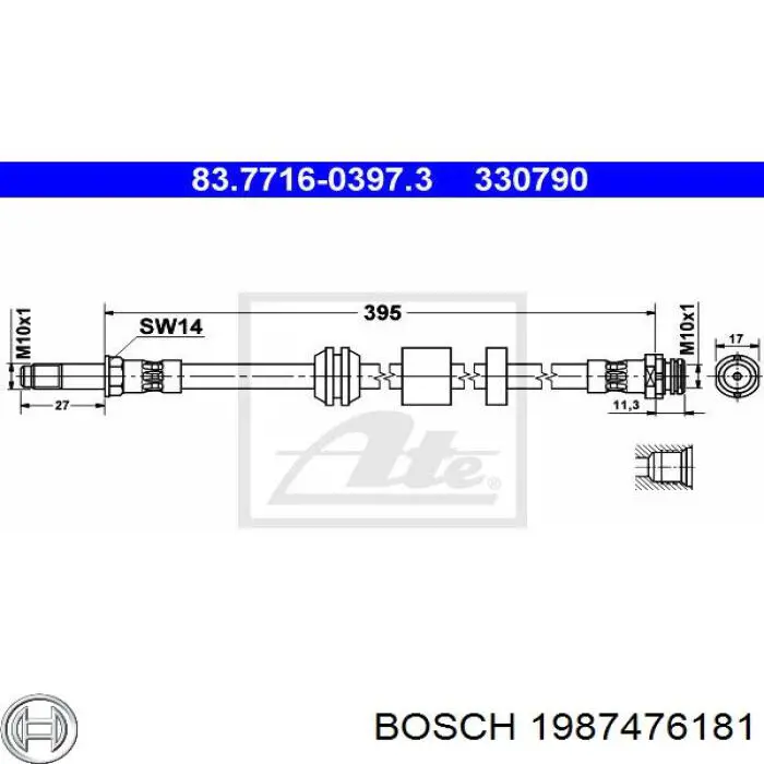 1 987 476 181 Bosch latiguillo de freno delantero