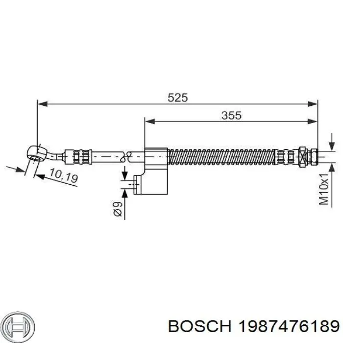 1 987 476 189 Bosch tubo flexible de frenos delantero derecho