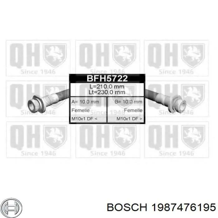 1987476195 Bosch tubo flexible de frenos trasero