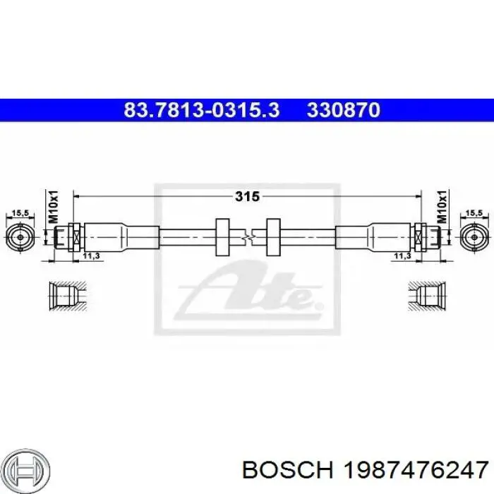 1987476247 Bosch latiguillo de freno delantero