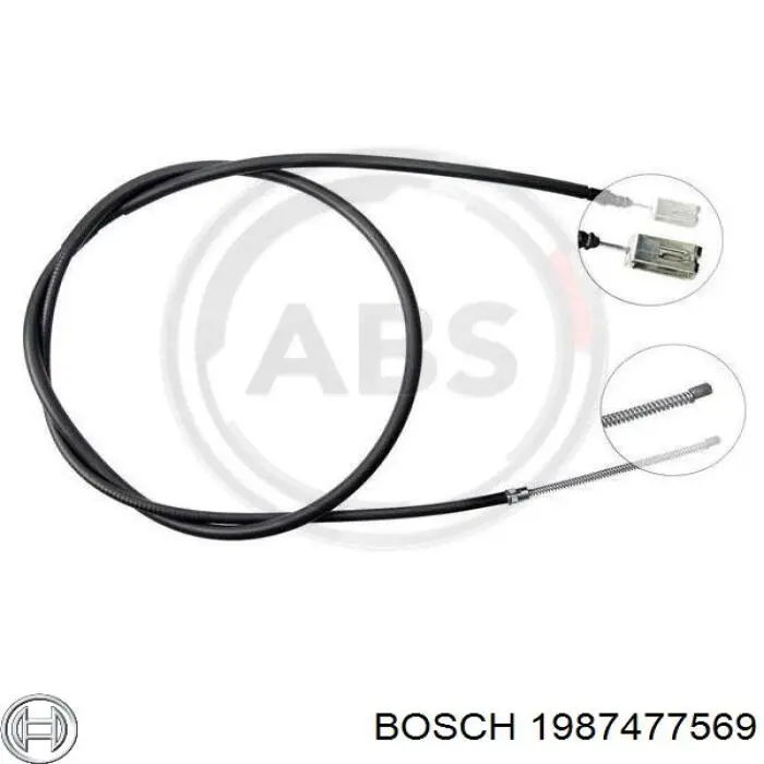 1 987 477 569 Bosch cable de freno de mano trasero derecho