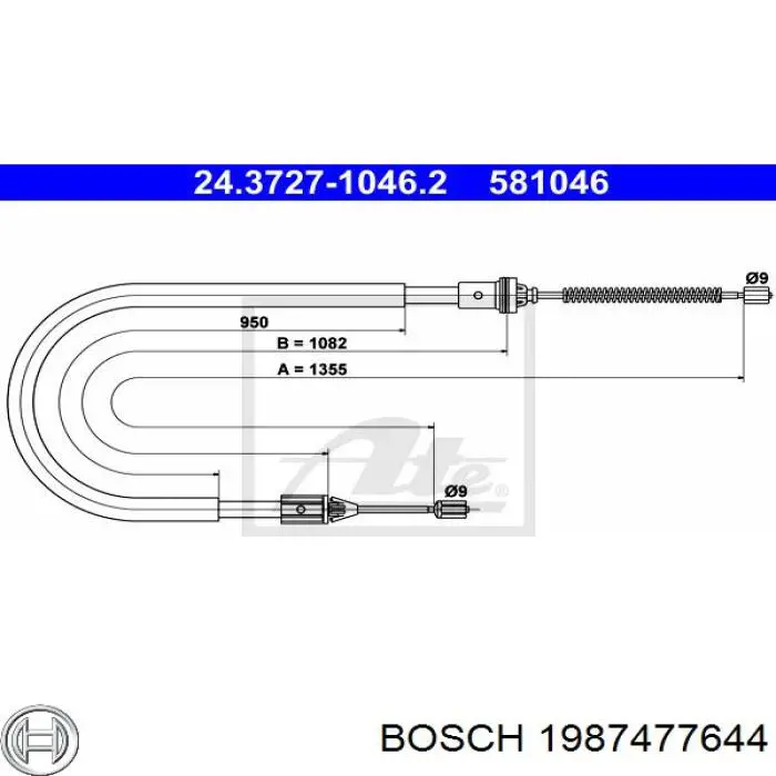 1987477644 Bosch cable de freno de mano trasero derecho