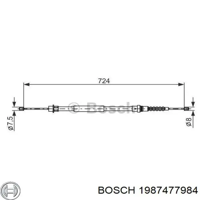 1 987 477 984 Bosch cable de freno de mano delantero