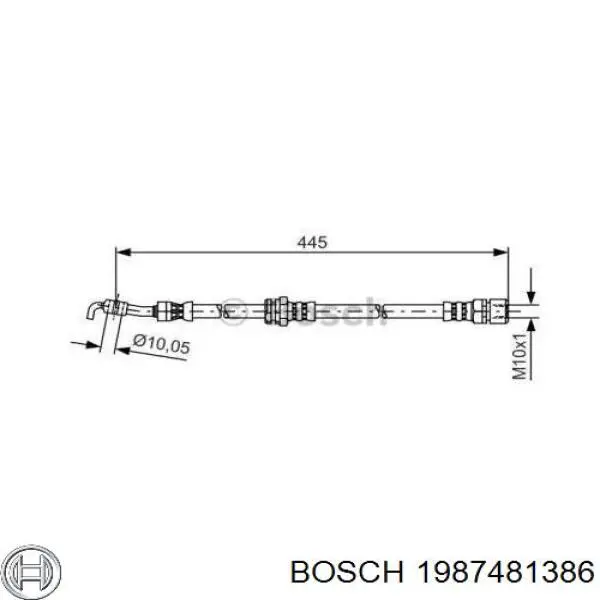 1987481386 Bosch tubo flexible de frenos trasero derecho