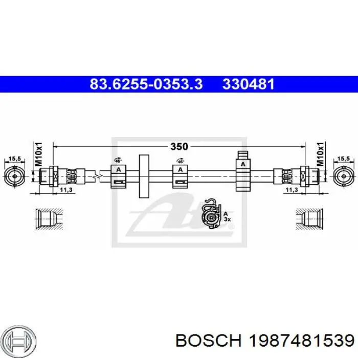 1987481539 Bosch tubo flexible de frenos delantero izquierdo