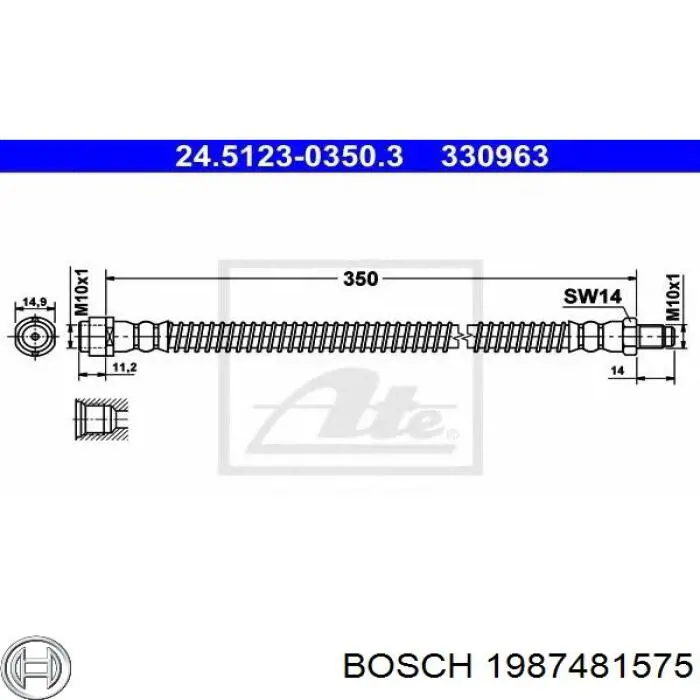 1987481575 Bosch tubo flexible de frenos trasero