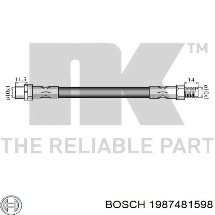 1987481598 Bosch tubo flexible de frenos trasero