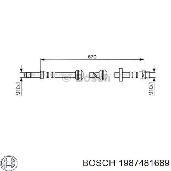 1 987 481 689 Bosch latiguillo de freno delantero