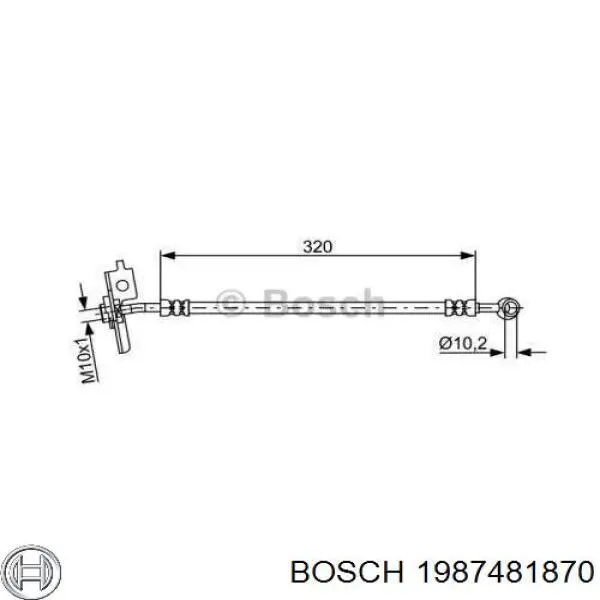 1987481870 Bosch tubo flexible de frenos delantero derecho