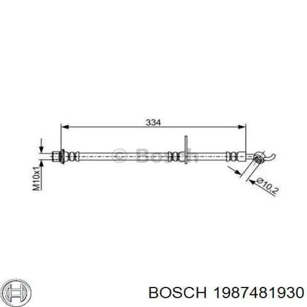 1987481930 Bosch tubo flexible de frenos trasero derecho