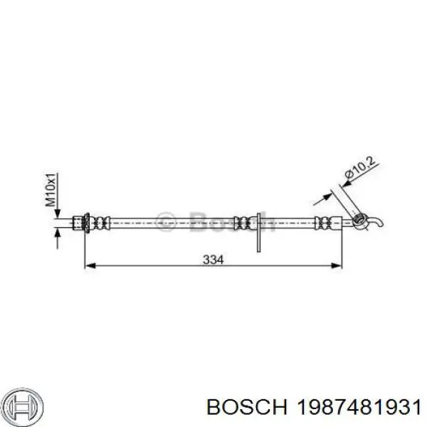 1987481931 Bosch tubo flexible de frenos trasero izquierdo