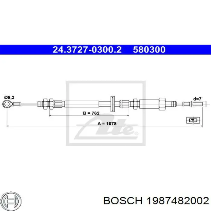 1 987 482 002 Bosch cable de freno de mano delantero