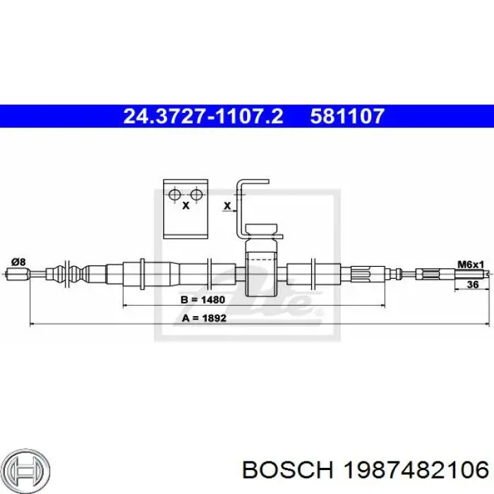  Cable de freno de mano trasero derecho para Saab 9000 