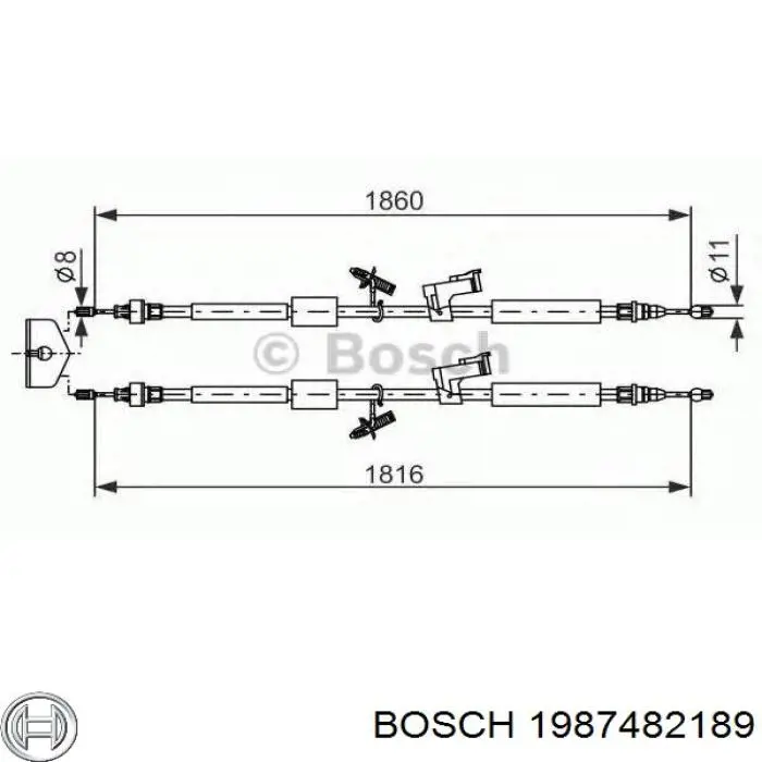 1987482189 Bosch cable de freno de mano trasero derecho/izquierdo