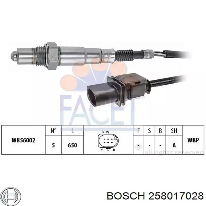 258017028 Bosch sonda lambda sensor de oxigeno para catalizador