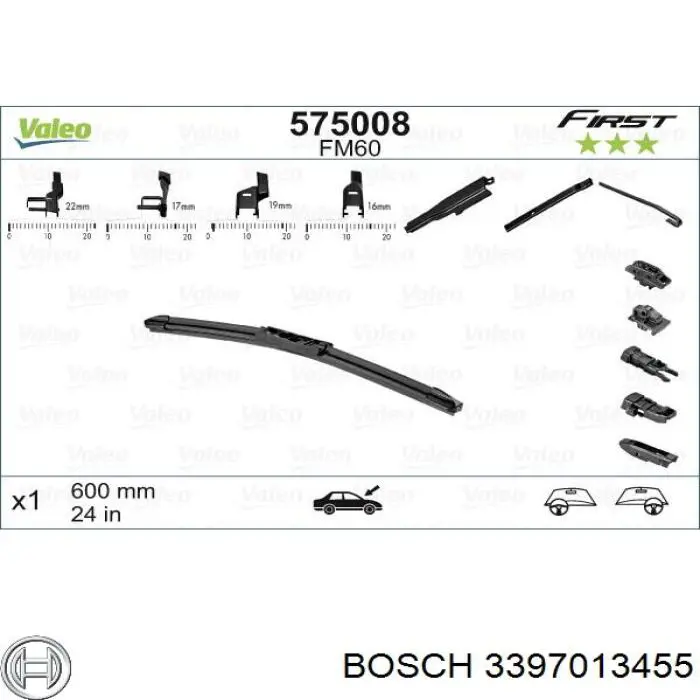 3397013455 Bosch limpiaparabrisas de luna delantera conductor