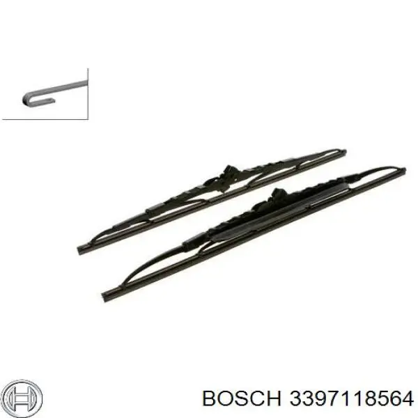 3397118564 Bosch juego de limpiaparabrisas de luna delantera, 2 piezas