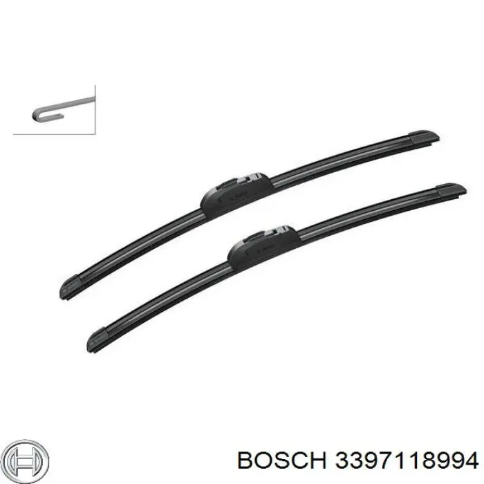 3397118994 Bosch juego de limpiaparabrisas de luna delantera, 2 piezas