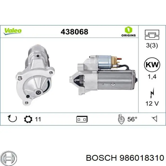 986018310 Bosch motor de arranque