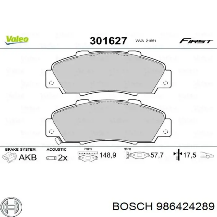 986424289 Bosch pastillas de freno delanteras