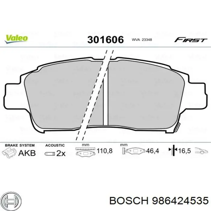 986424535 Bosch pastillas de freno delanteras