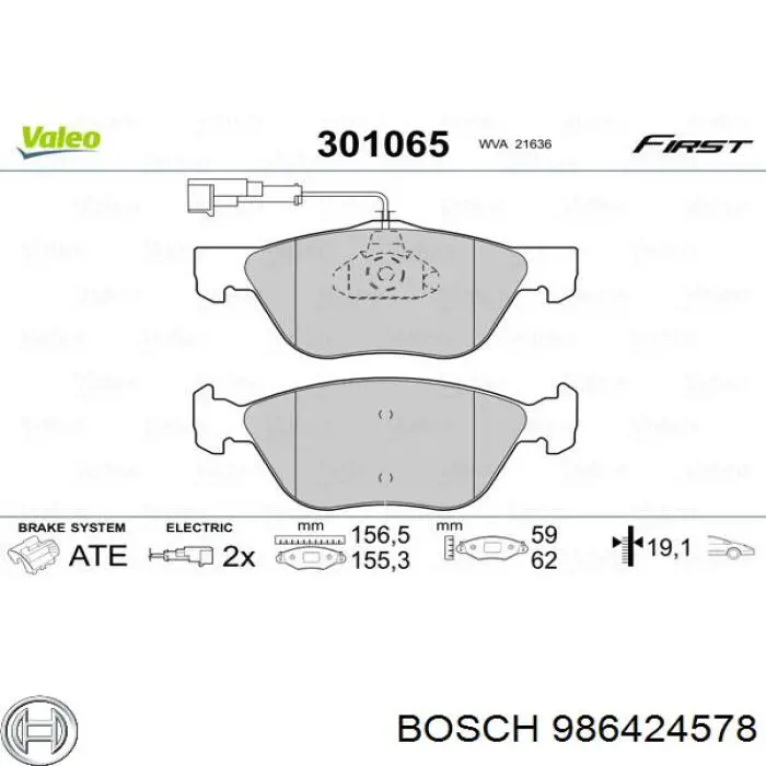 986424578 Bosch pastillas de freno delanteras