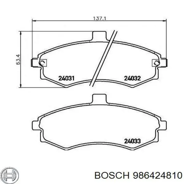 986424810 Bosch pastillas de freno delanteras