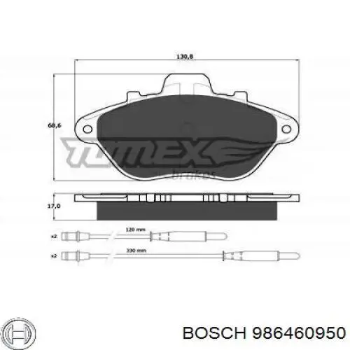 986460950 Bosch pastillas de freno delanteras