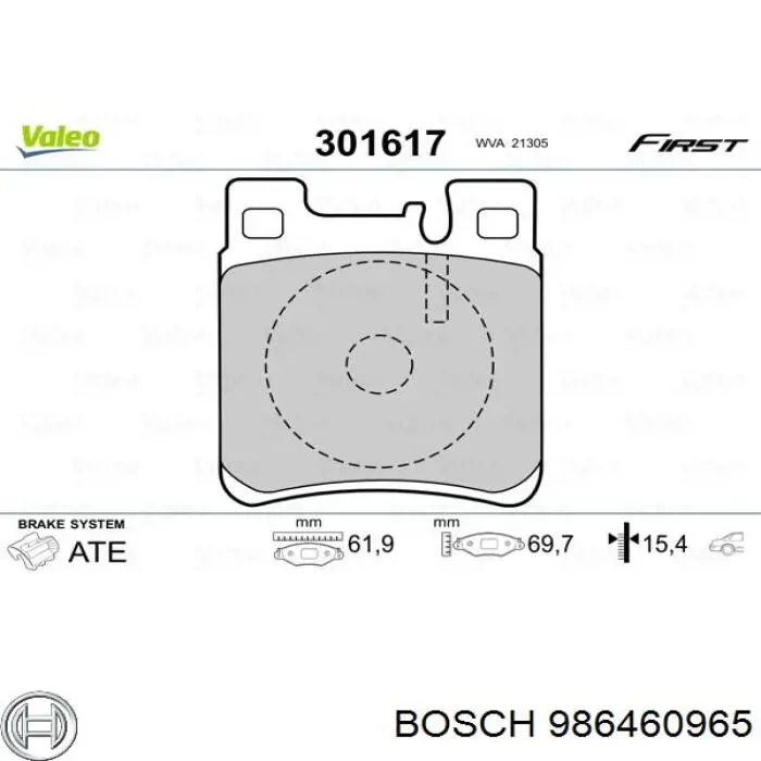 986460965 Bosch pastillas de freno traseras