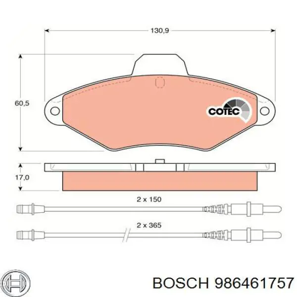 986461757 Bosch pastillas de freno delanteras