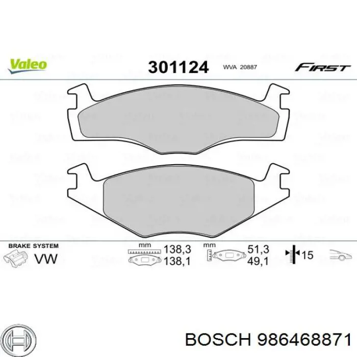 986468871 Bosch pastillas de freno delanteras