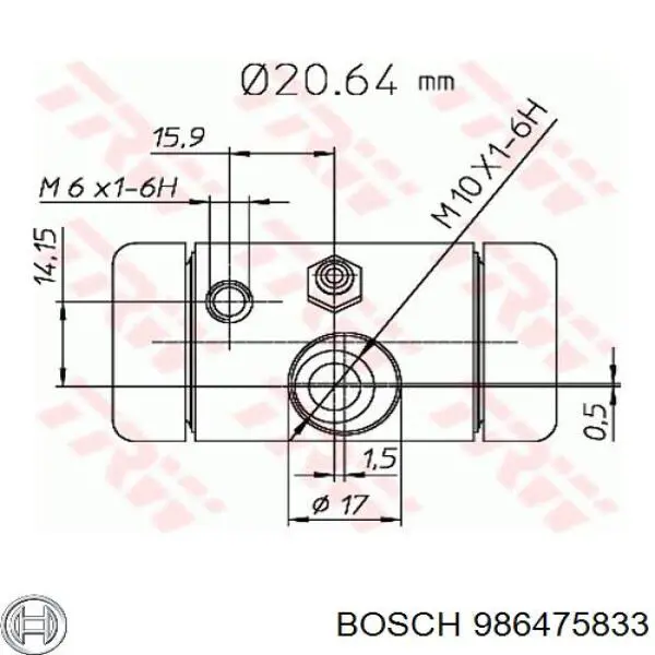 986475833 Bosch cilindro de freno de rueda trasero