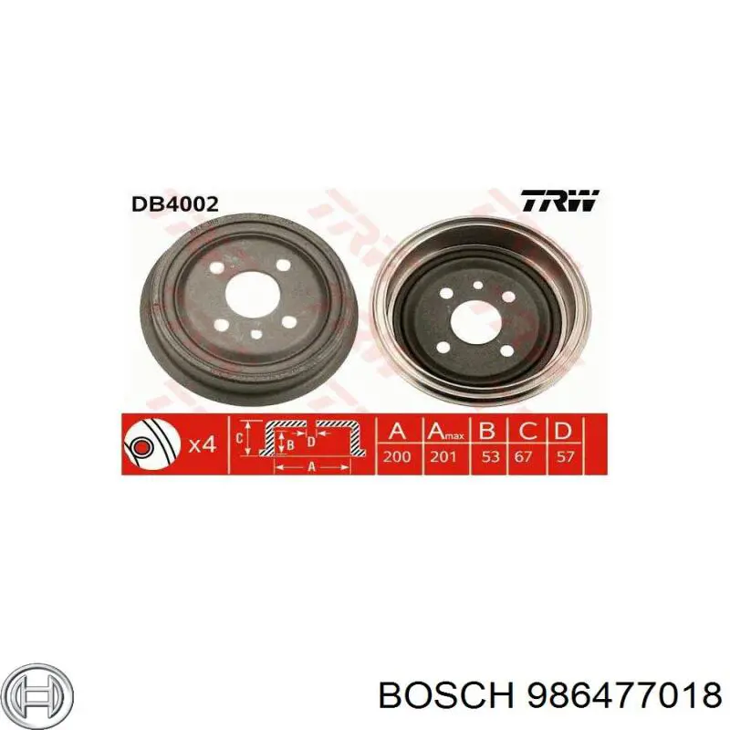 986477018 Bosch freno de tambor trasero