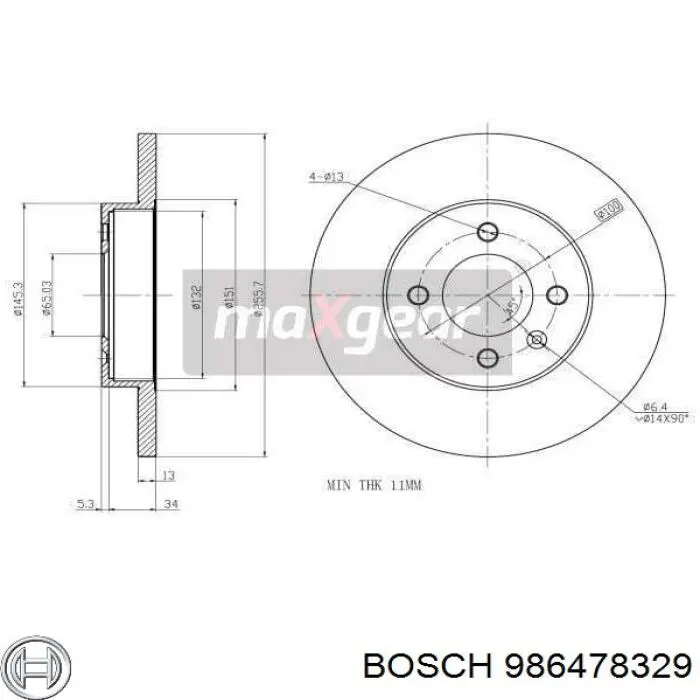 986478329 Bosch freno de disco delantero