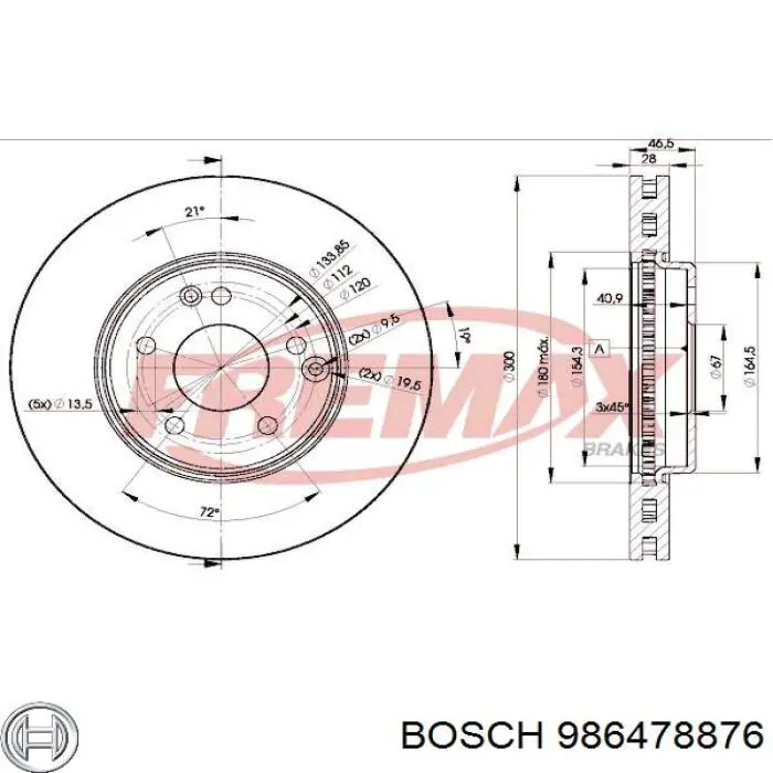 986478876 Bosch freno de disco delantero